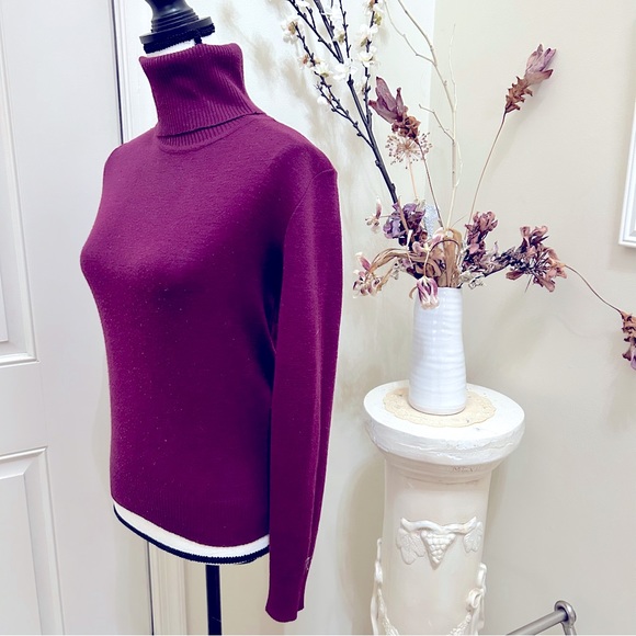 Vintage wool acrylic eggplant plum purple turtleneck sweater - Picture 1 of 5